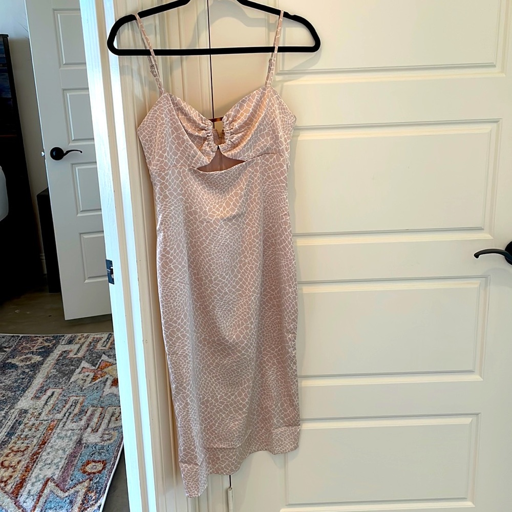 Pink animal print midi dress